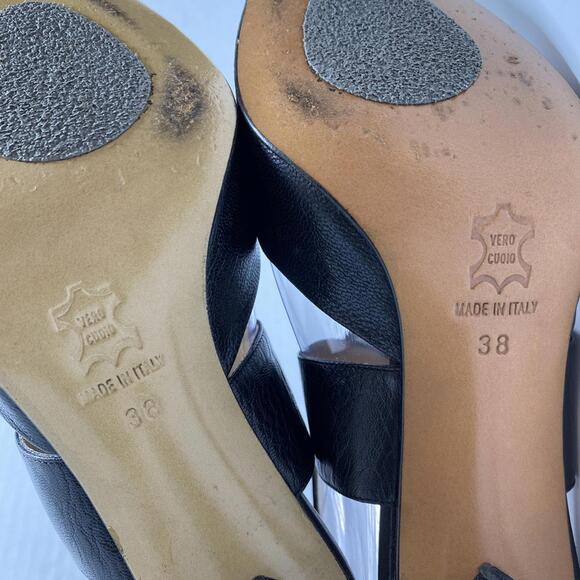 Antonio Eboli Black Stiletto Heels Womens 8 Sexy Ankle Straps Pointy Toe Chic - Picture 9 of 11